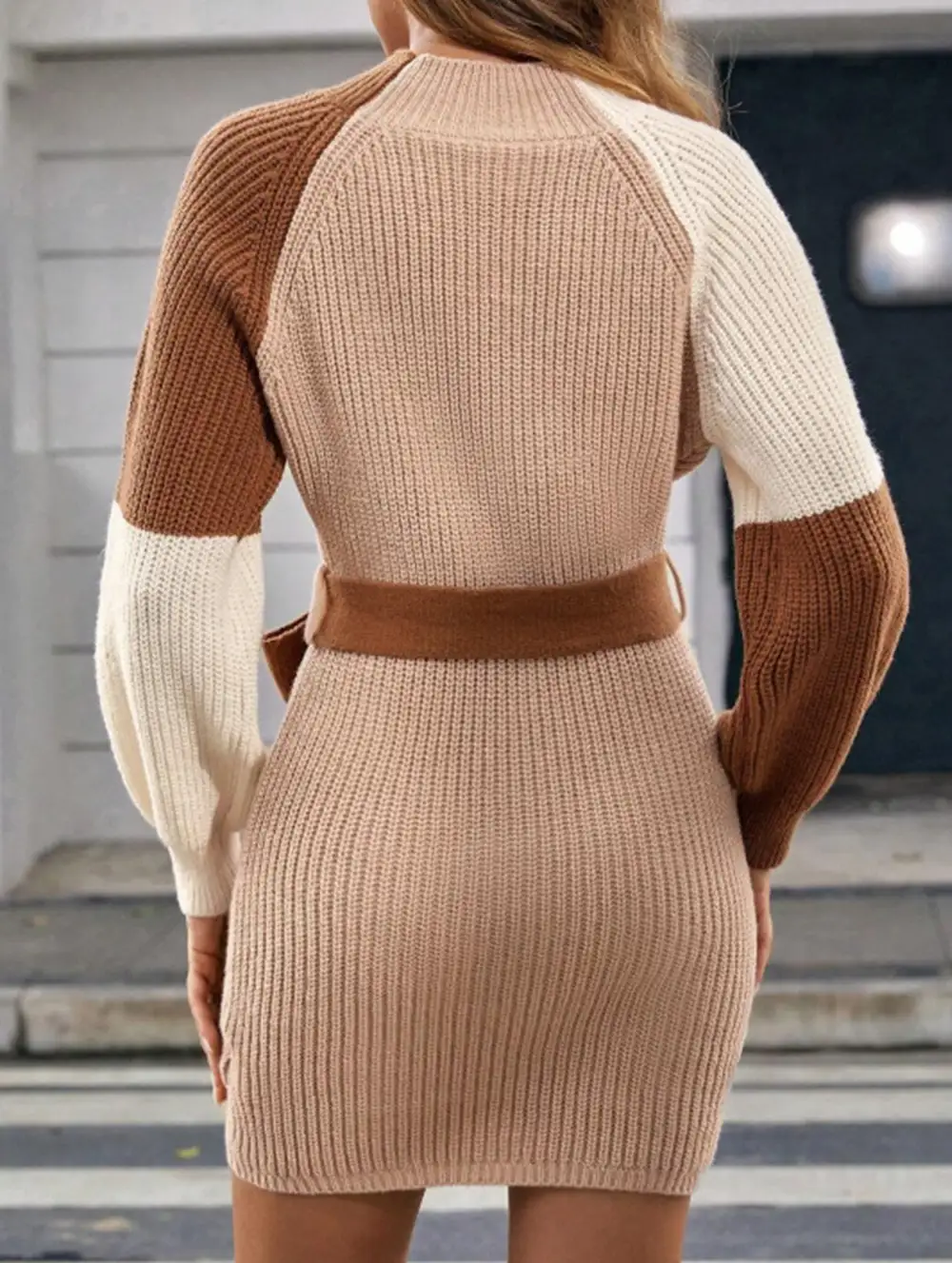 Patchwork Slim Waist Loose Mini Dress