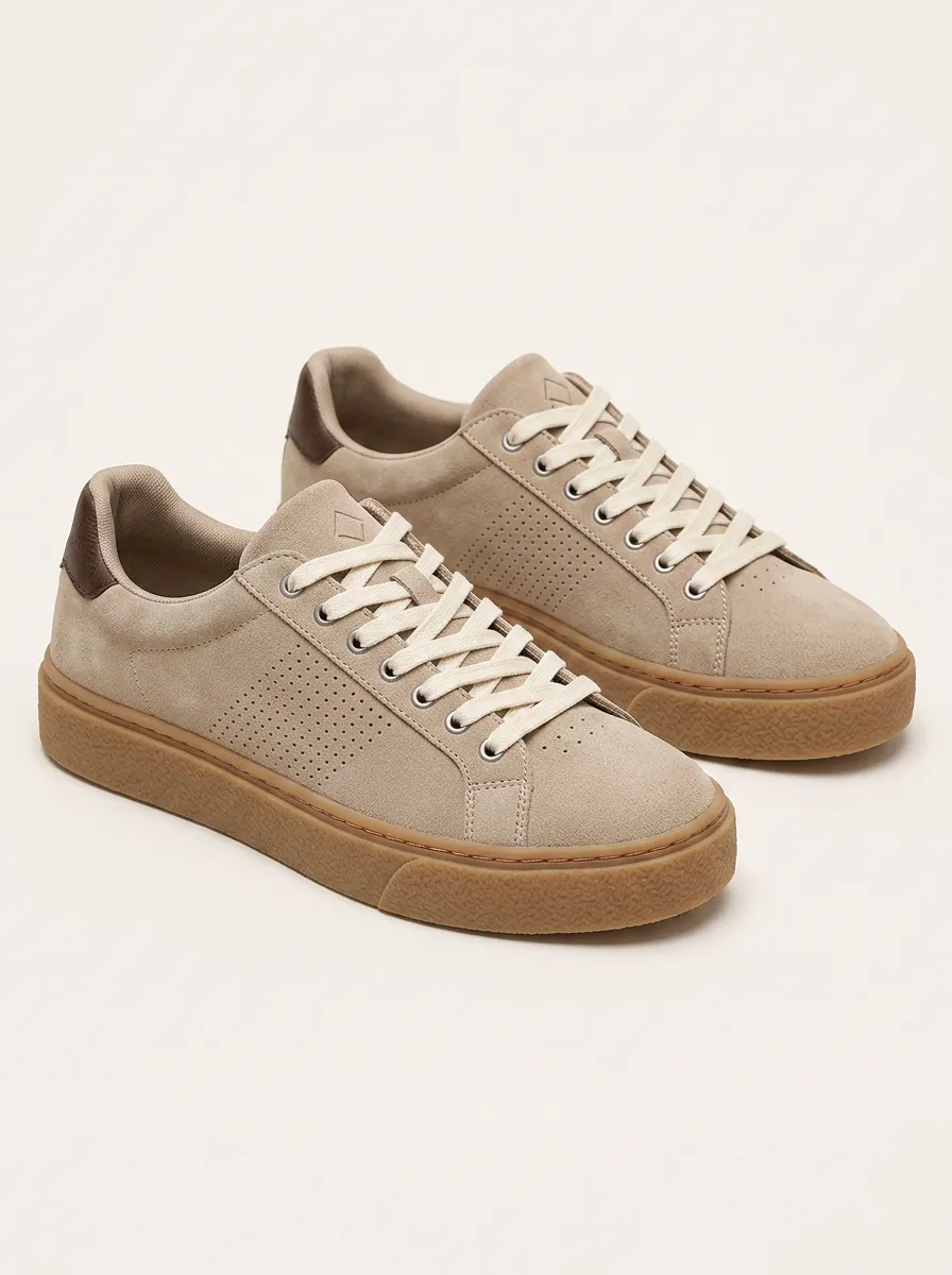 Men's Perforated Casual Lace-up Skate Shoes