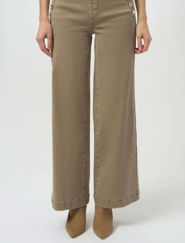 Cotton Denim Button-Front Pull-On Jeans