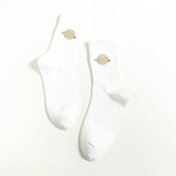 Soft Celestial Embroidered Knee High Socks