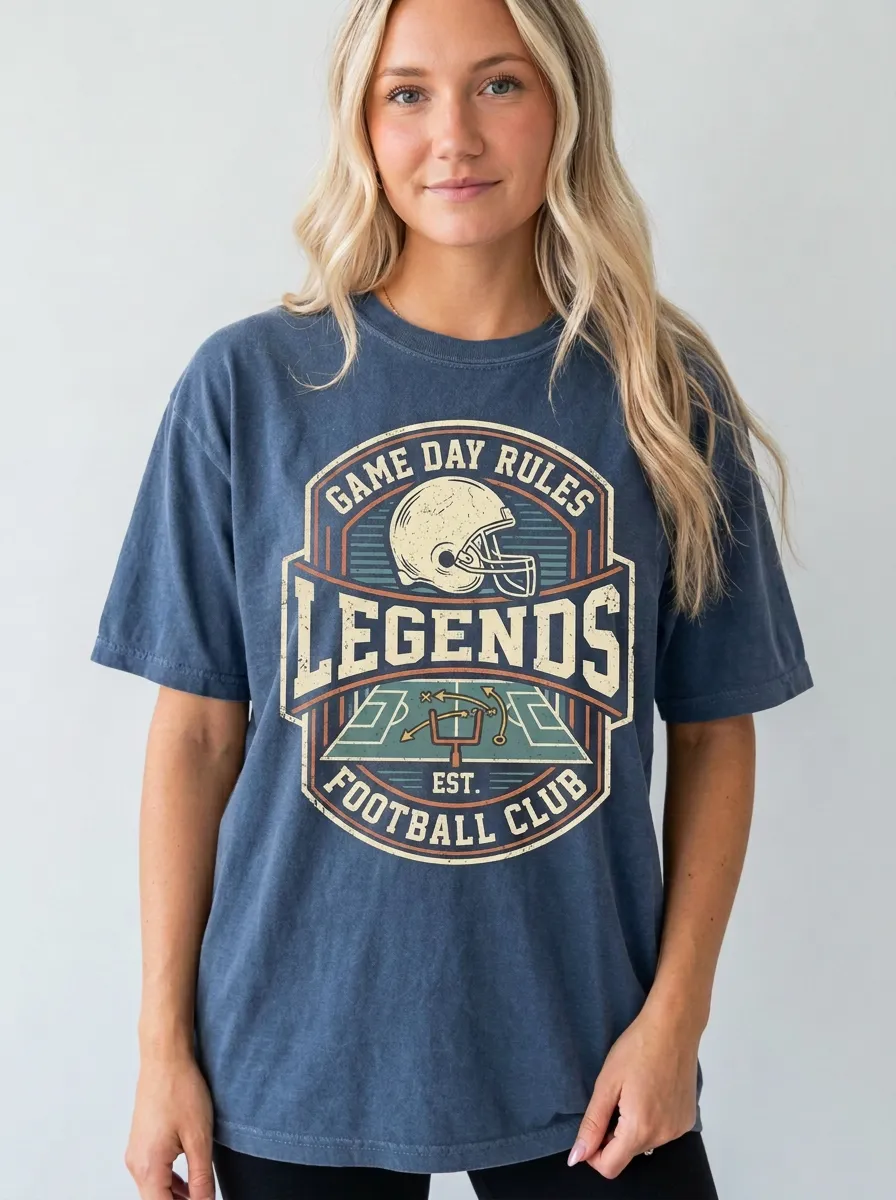 Women's American Football Legends Game Day Rules Printed T-Shirt