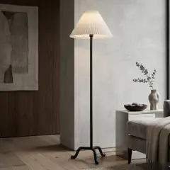 Modern Linen-Shade Pleated Floor Lamp