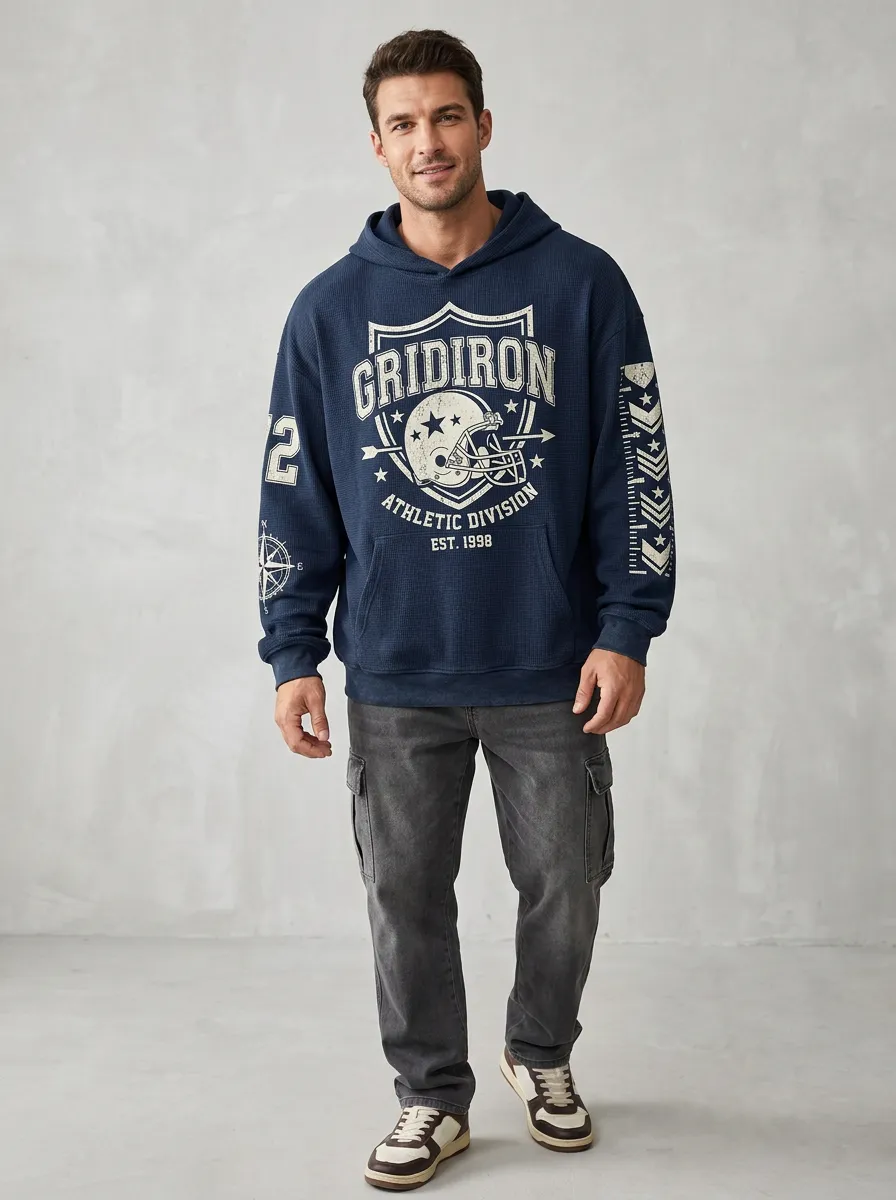 Men's American Football Gridiron Helmet Graphic Printed Hoodie
