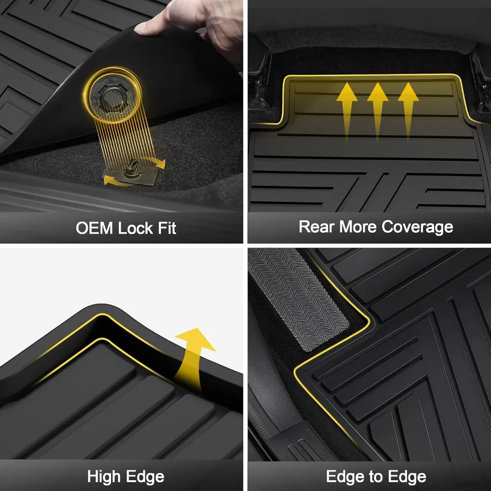 Floor Mats Fit for 2025 2026 All Weather Protection 1st & 2nd Row Floor Liners Car Mats, Black