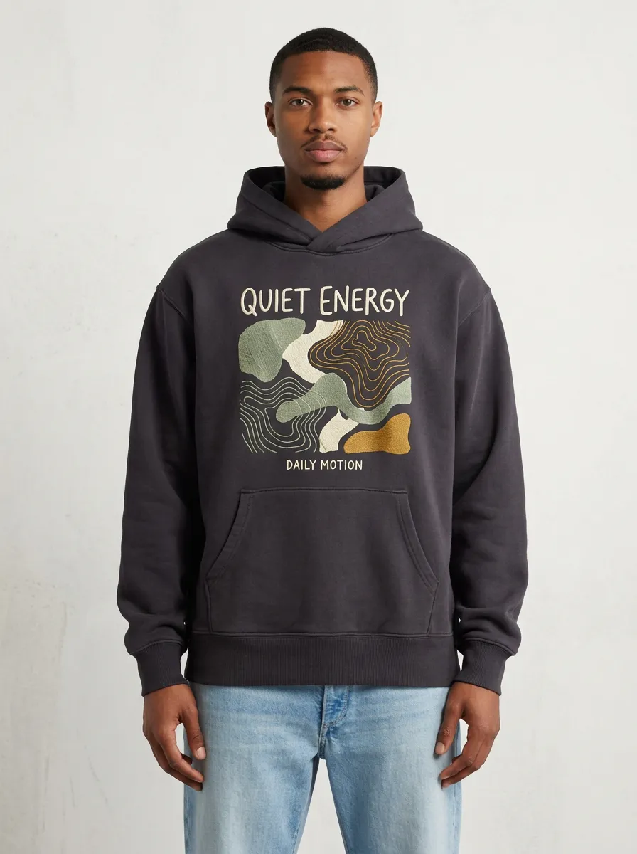 Quiet Energy Abstract Topographic Hoodie