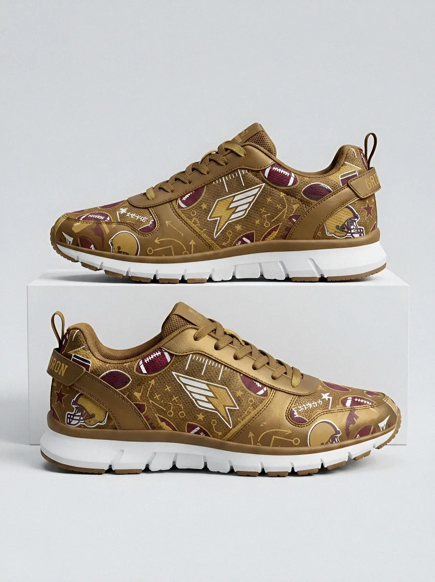 Classic Men's American Football Fan Helmet Pattern Printed Sneakers