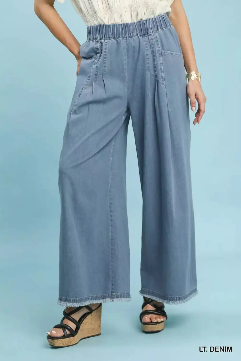 Classic Stone Washed Wide Leg Pants