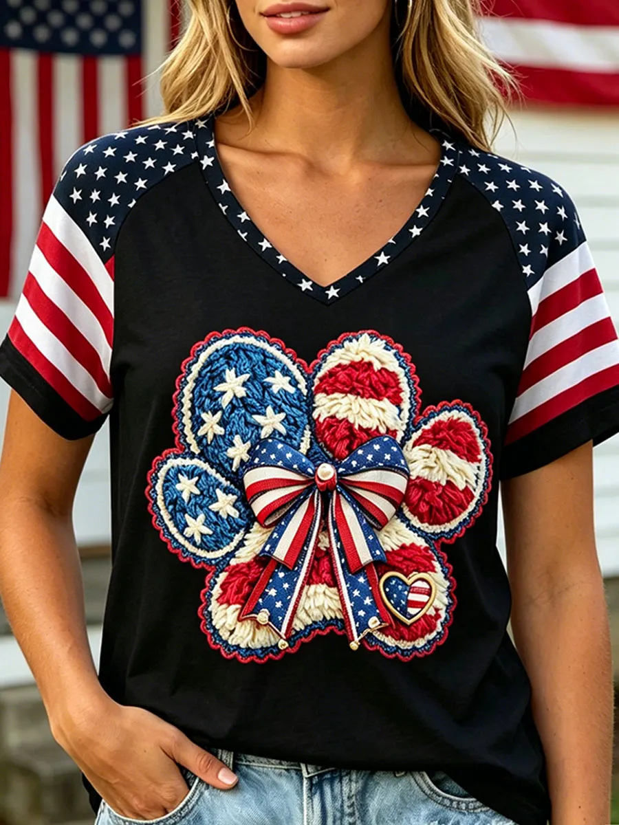 Women's USA 250th Anniversary Puppy Print T-Shirt