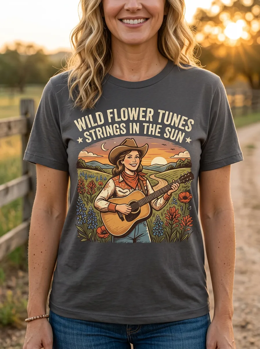 Festival Guitar Country Music Crewneck T-Shirt