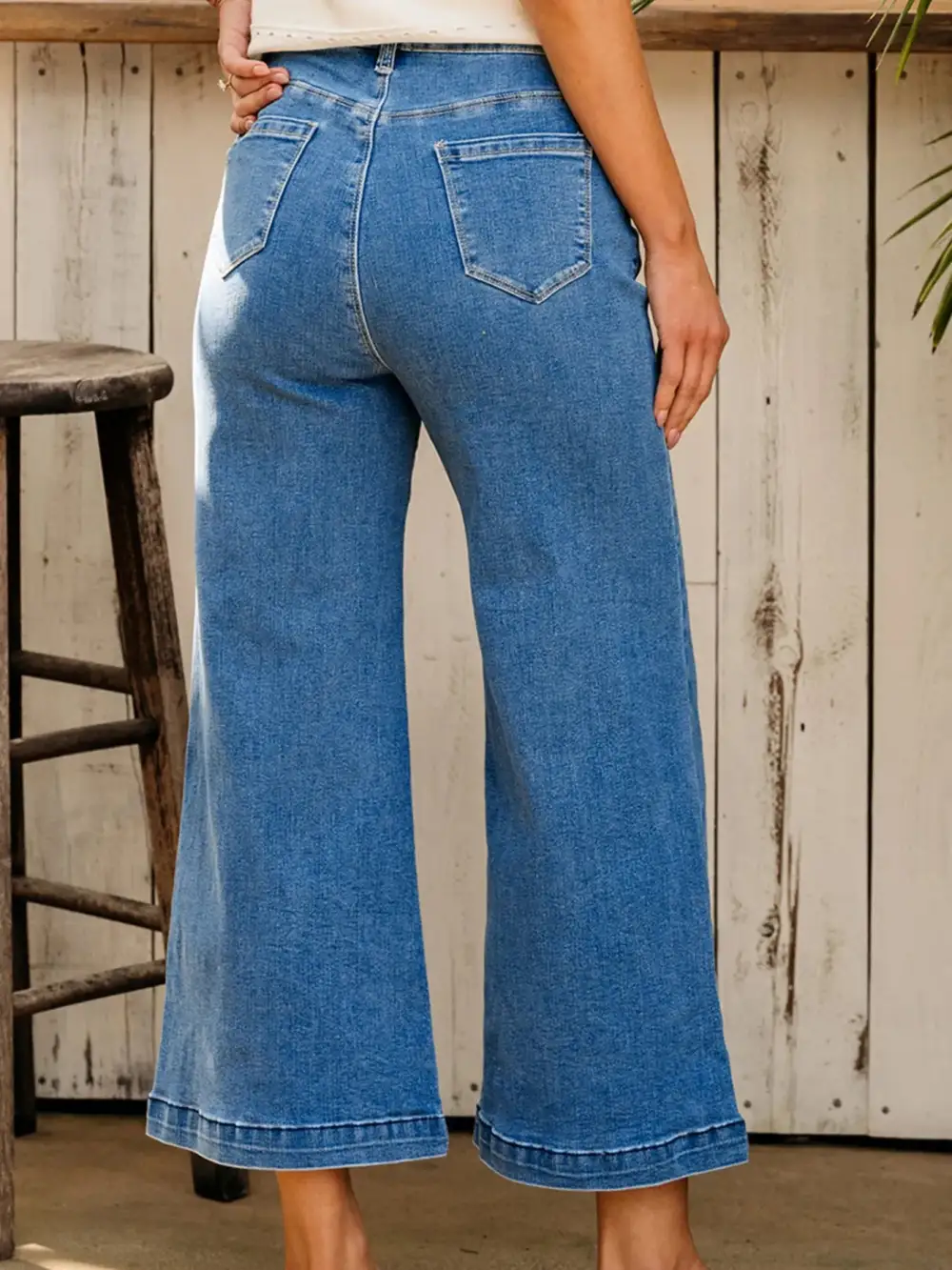 Flare Leg Seam Detail Denim Jeans