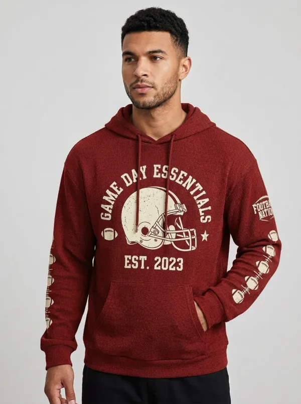 Men's Football Game Day Helmet Graphic Printed Hoodie