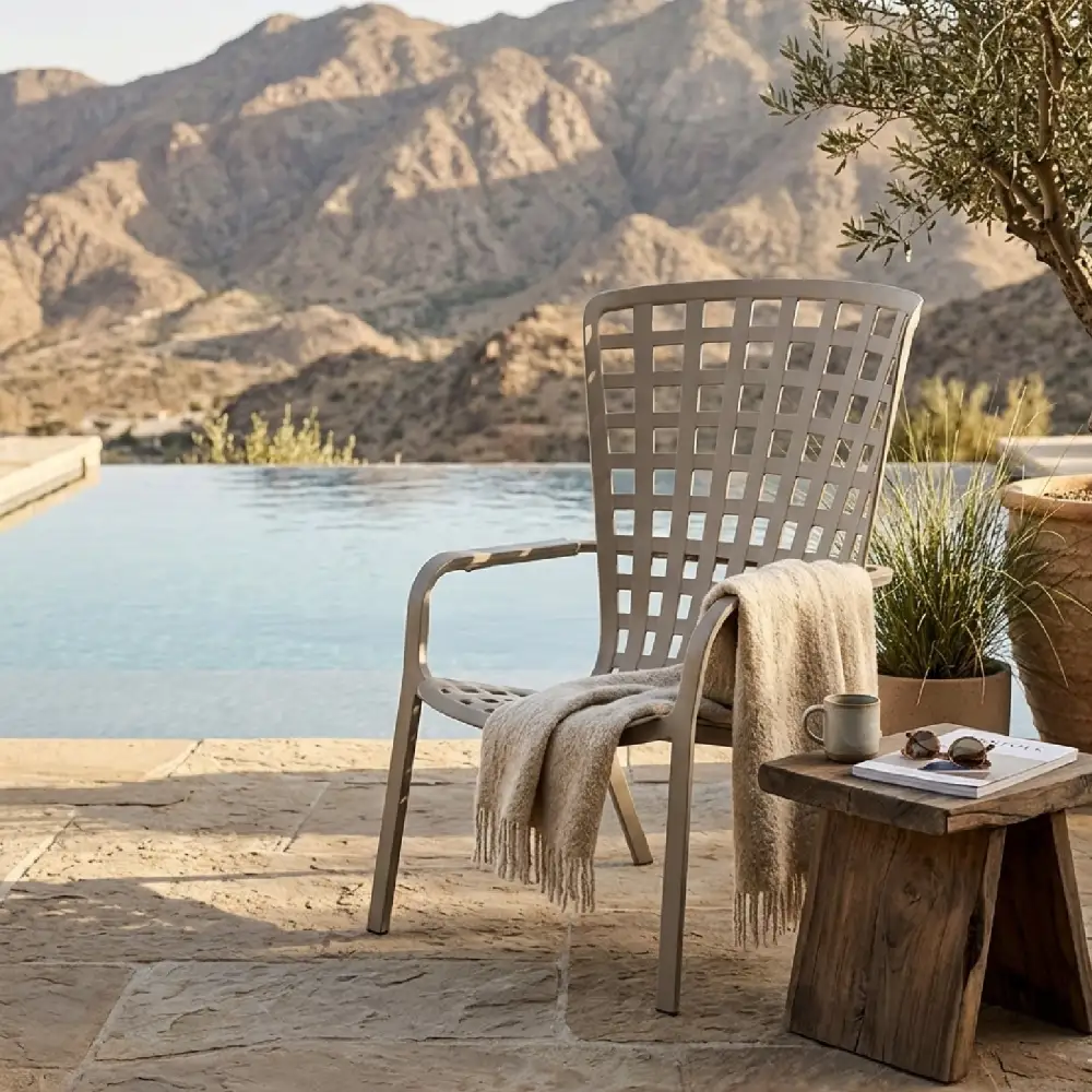 Square Perforated Reclining Outdoor Armchair