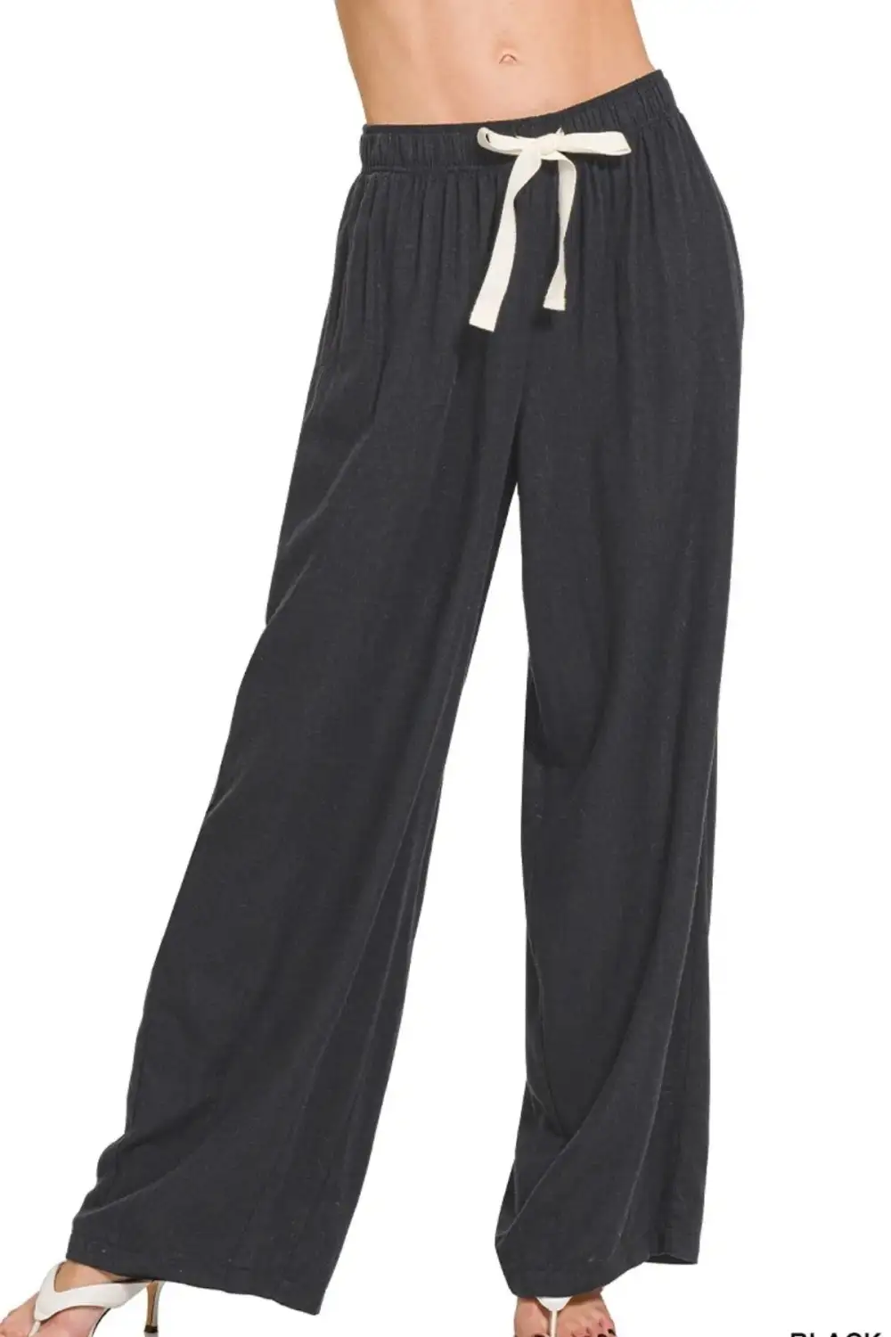 Textured Linen Drawstring Pants