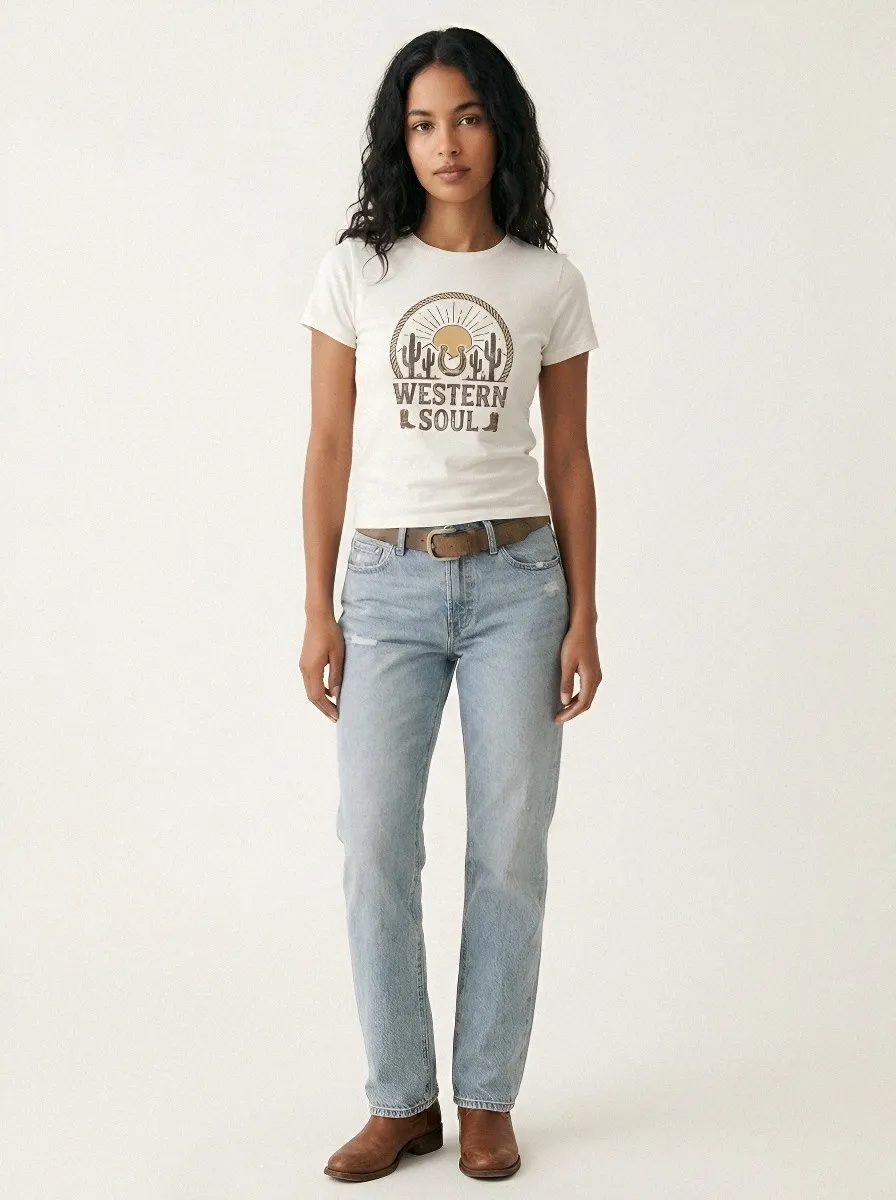 Women's Western Soul Cactus Horseshoe Printed T-shirt