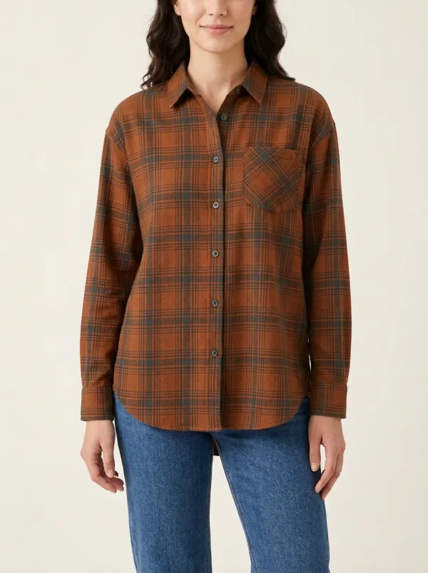 Textured Plaid Plaid Long-Sleeve Shirt