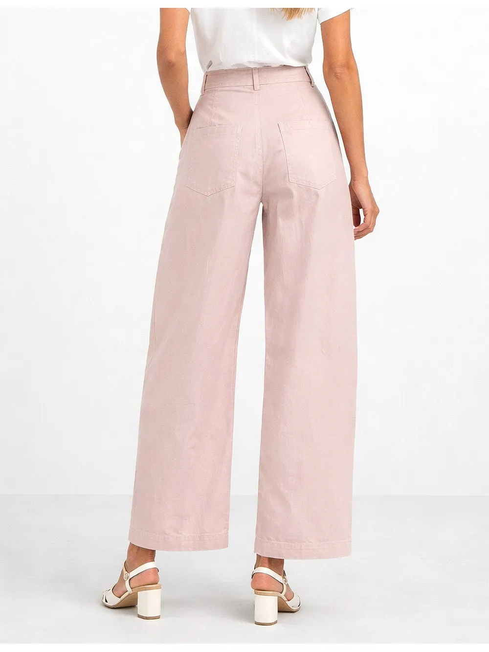 Solid Color Button Front Barrel Leg Denim Pants