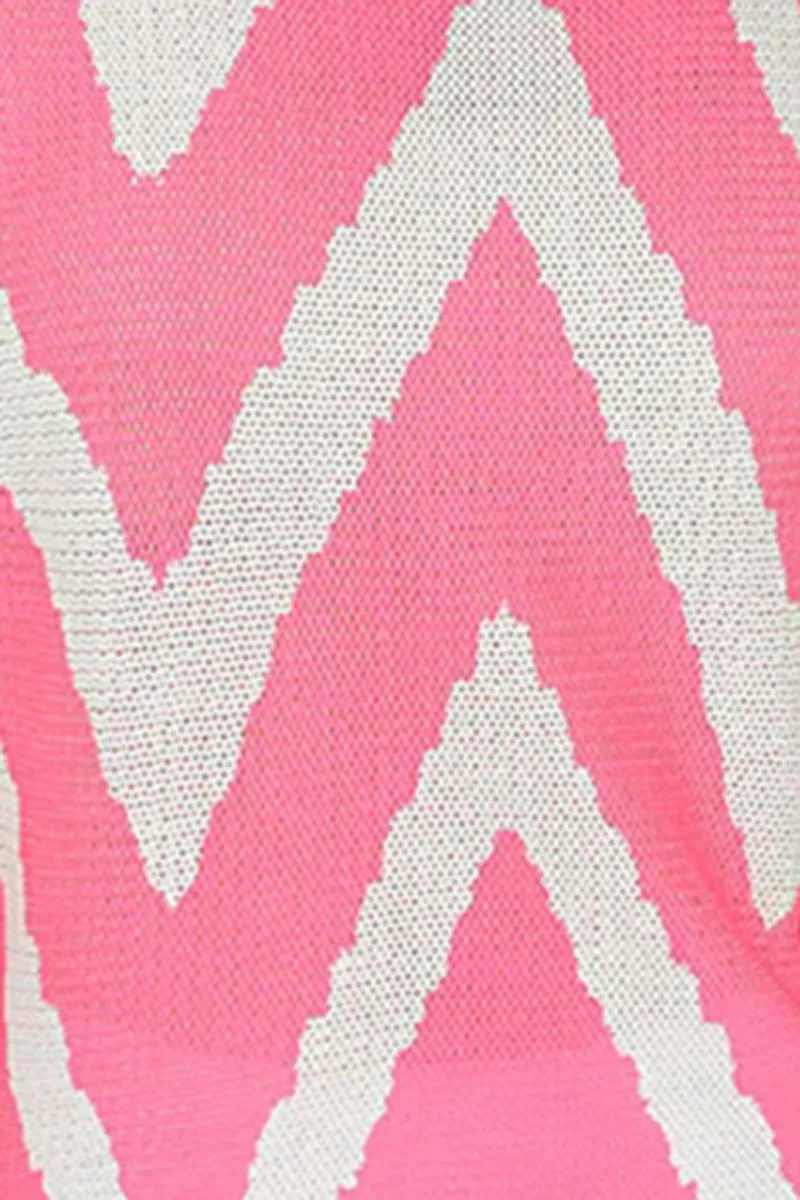 Pink Zig Zag 3/4 Sleeve Lightweight Sweater