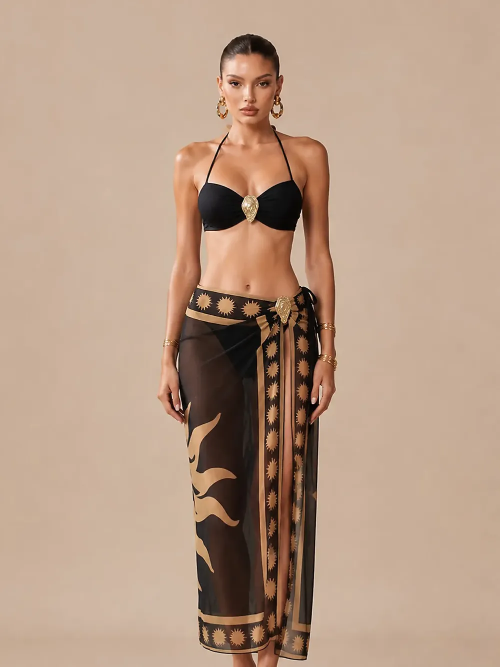 Chloe Printed Lace-Up Bikini Set