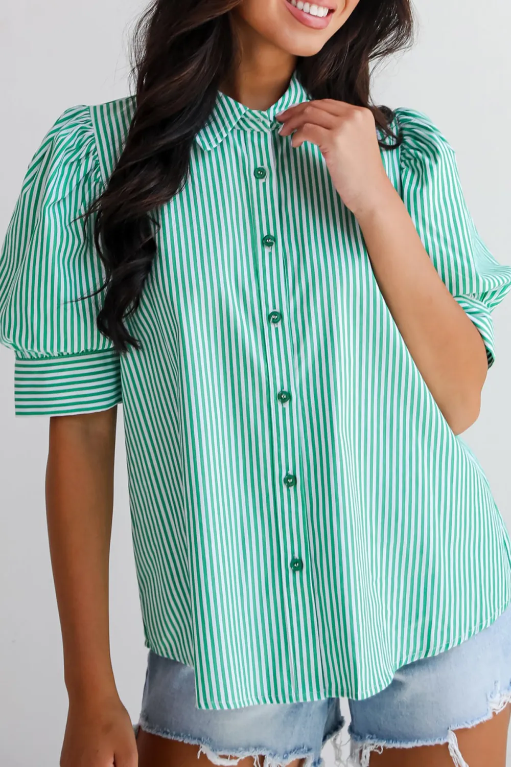 Green Striped Blouse