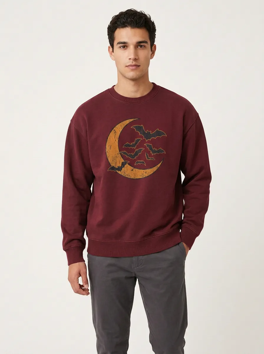 Men's Halloween Moon and Bats Sweatshirt