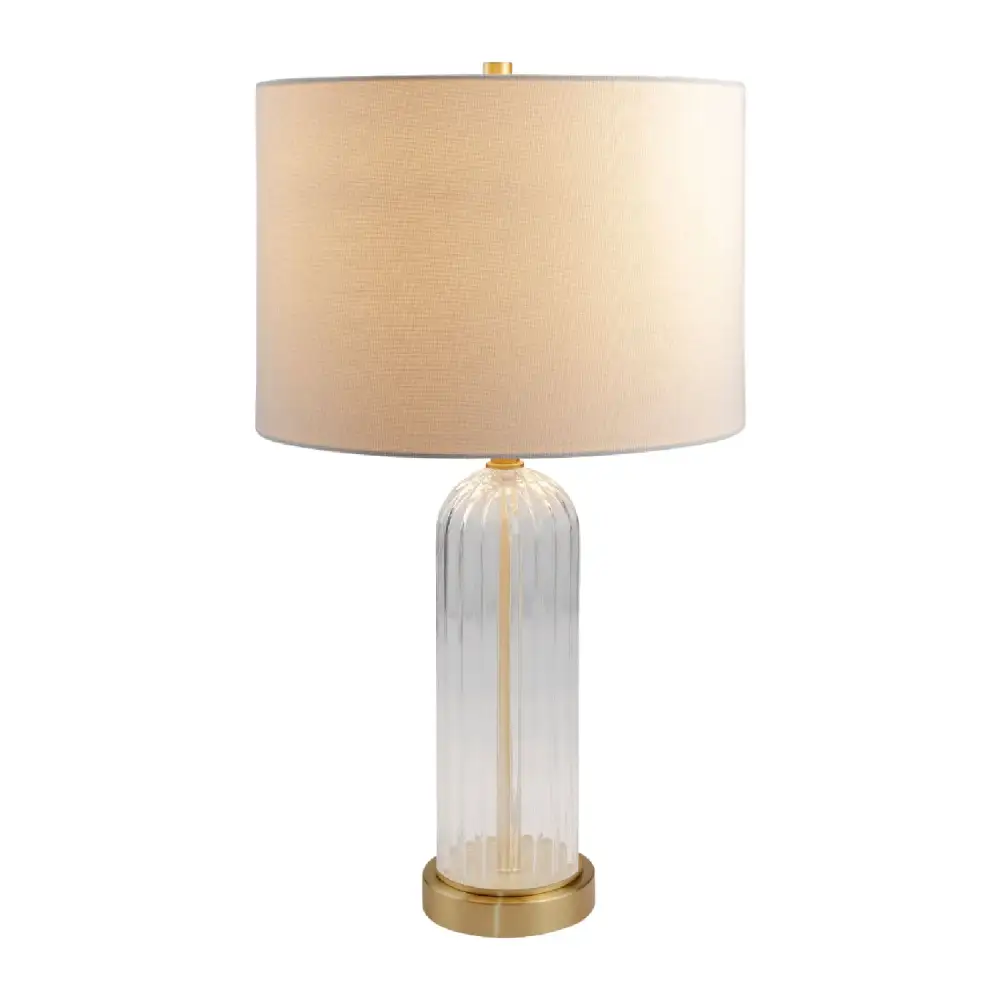 Cotton Shade Glass Metal Iron Table Lamp