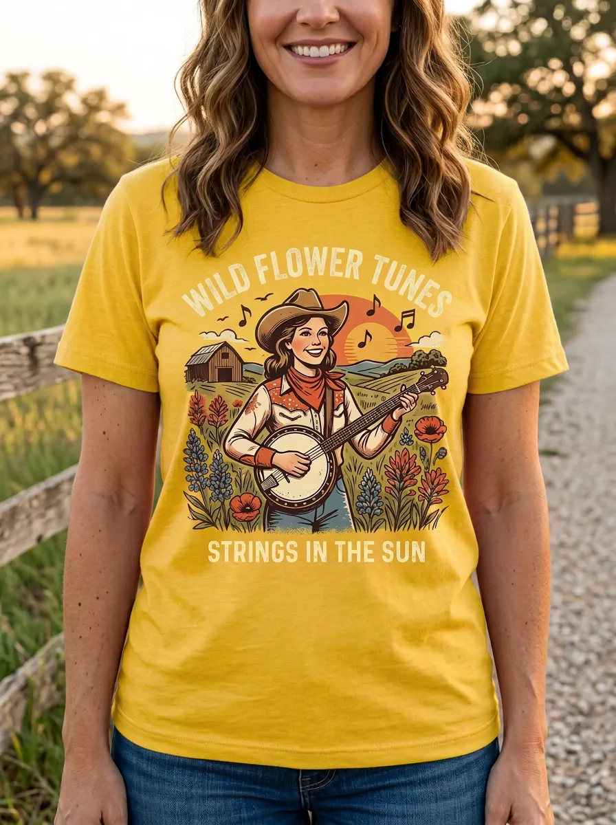 Wildflower Country Music Crewneck T-Shirt