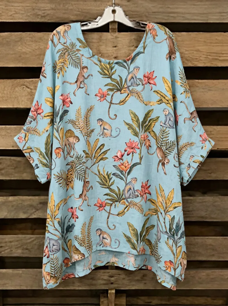 Nature-Inspired Floral Tropical Women's Loose Printed T-Shirt