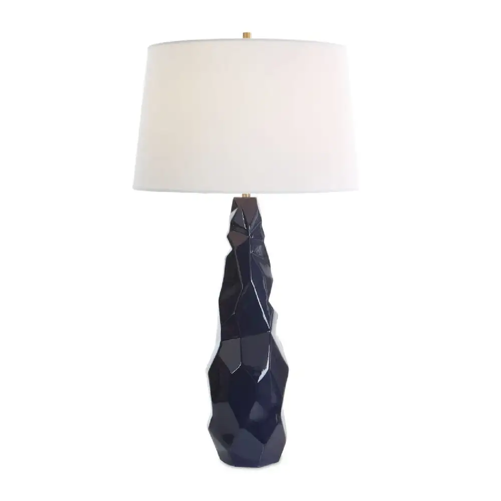 Geometric Tapered Ceramic Iron Brass Table Lamp