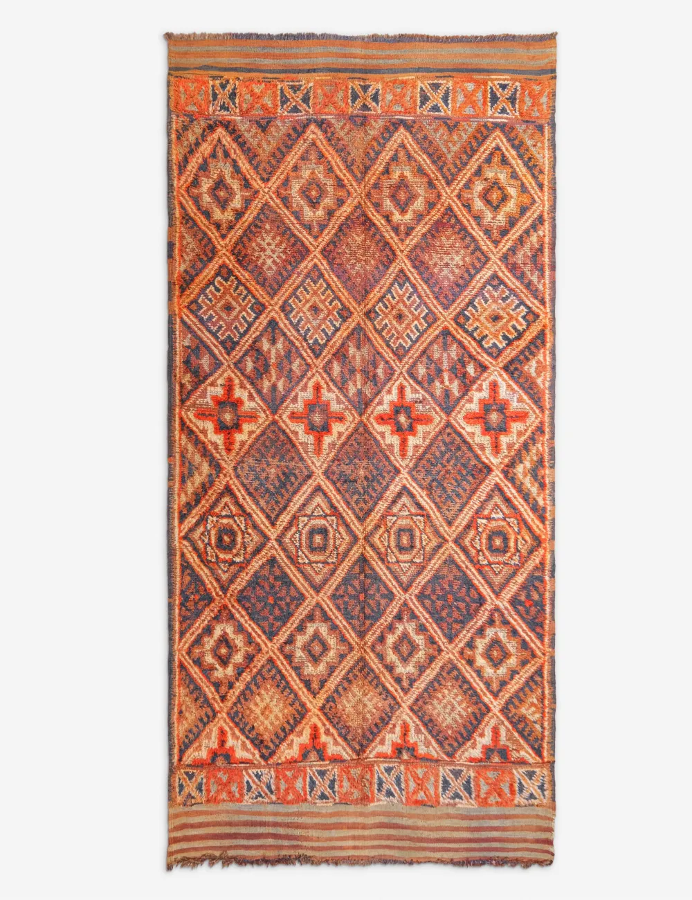 Warm Striking Moroccan Inspired Hand Knotted Wool Area Rug