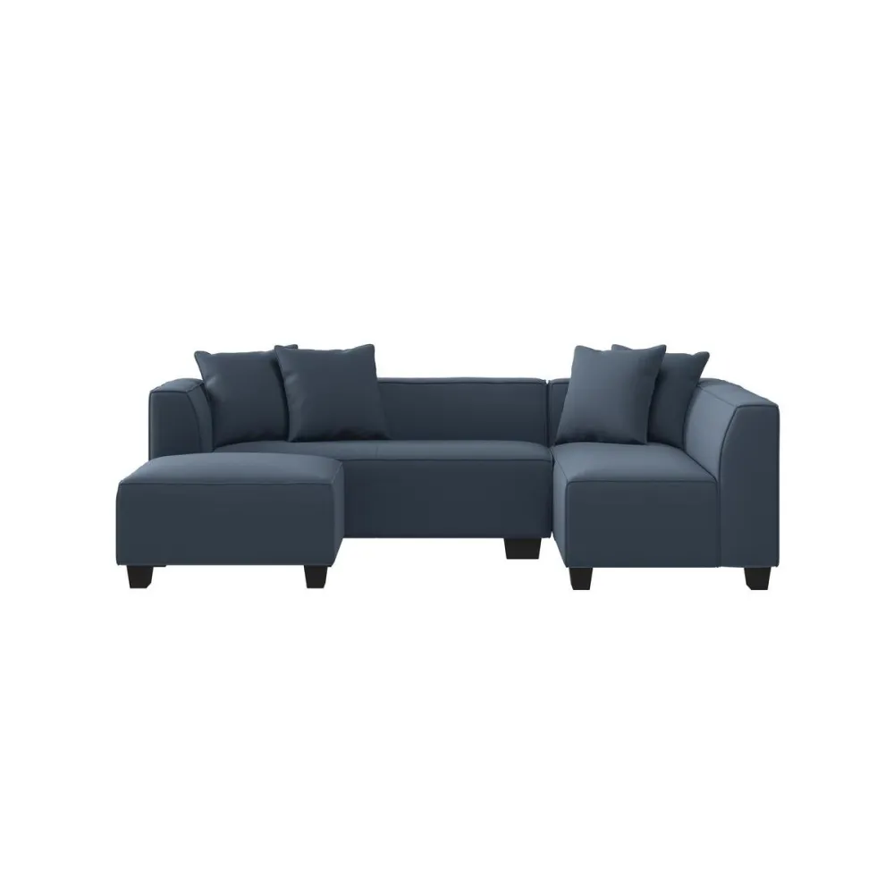 Ottoman Velour L-shaped Sectional Sofa