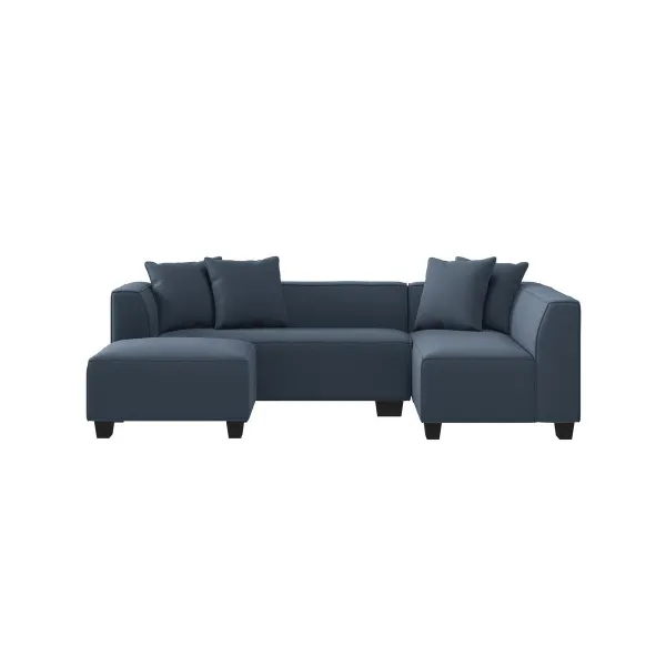 Ottoman Velour L-shaped Sectional Sofa