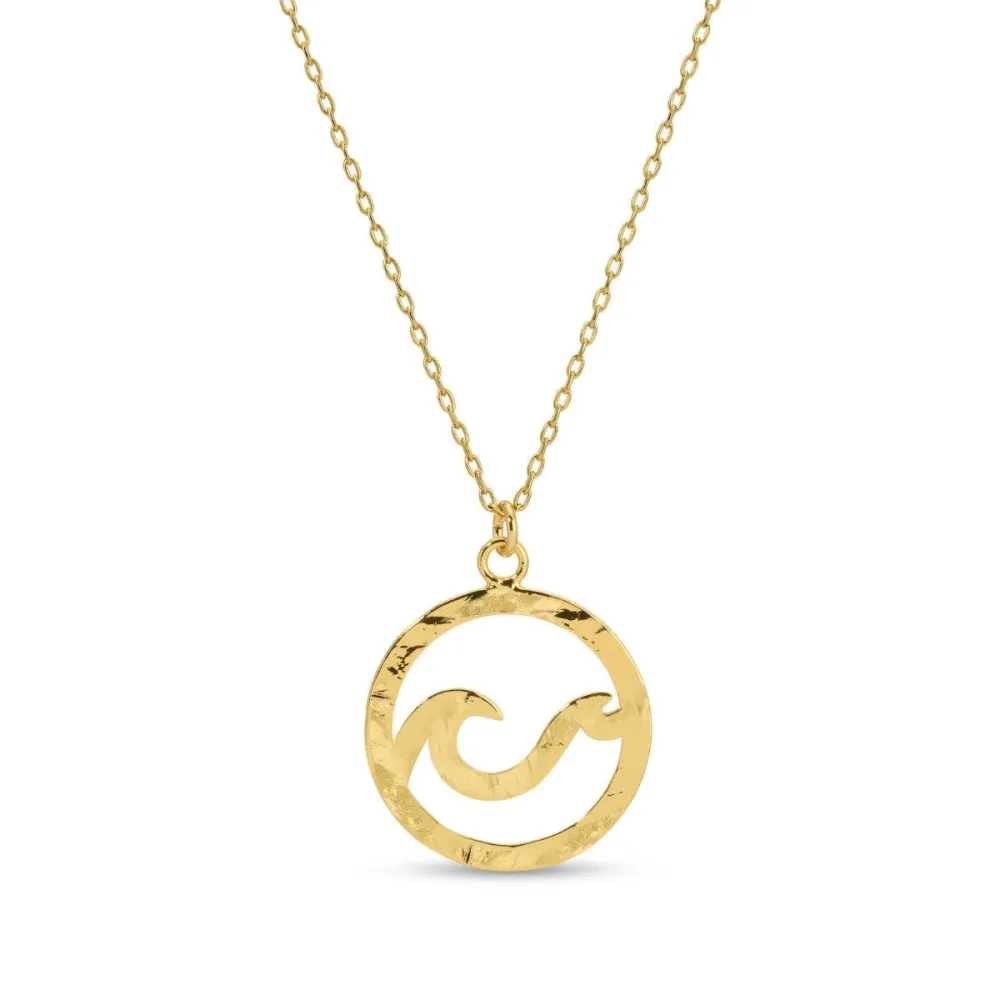 Sculpted Wave Pendant Necklace
