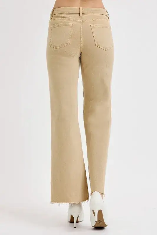 Relaxed Wide Leg Raw Hem Denim Jeans