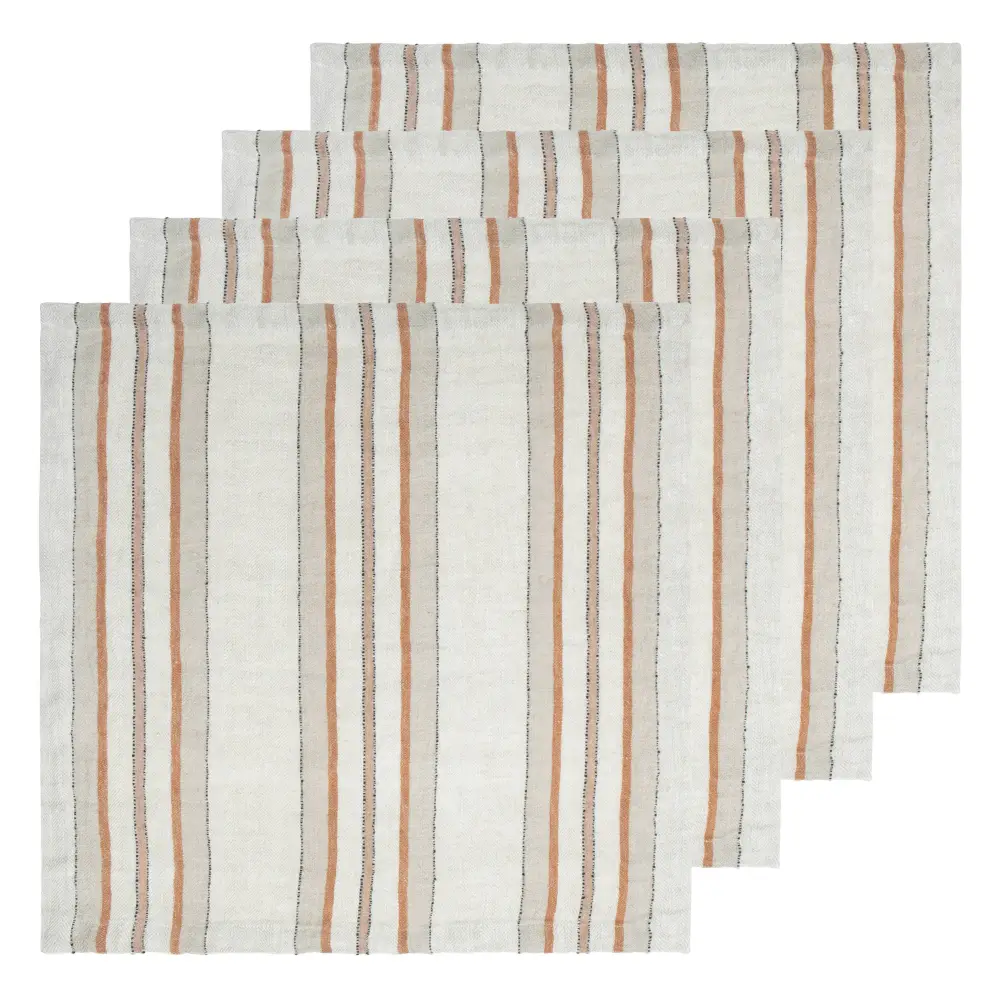 Refined Herringbone Stripe Linen Napkin Set