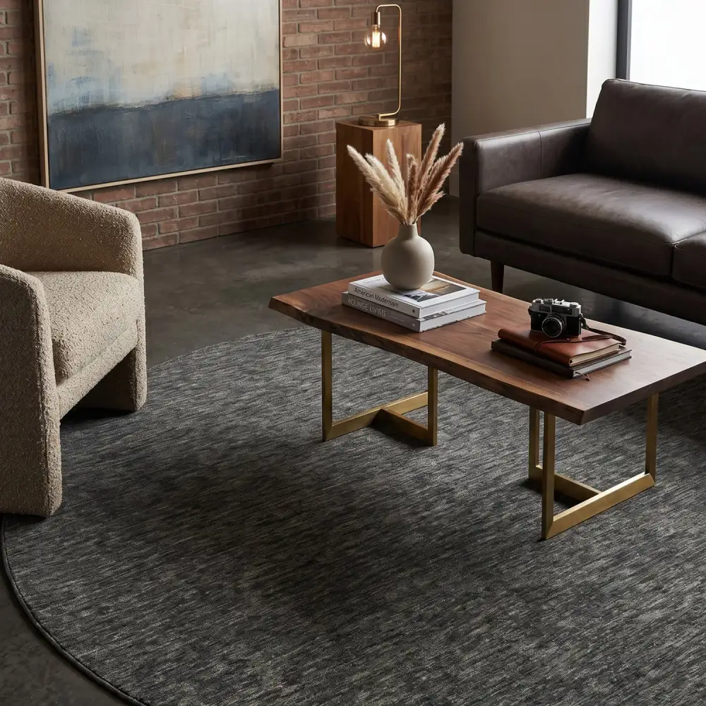 Hand-Loomed Wool Fringe Round Carpet