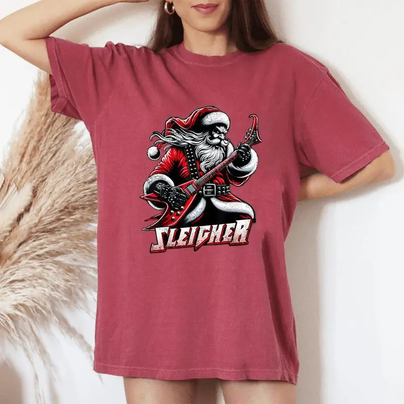 Sleigher Hail Santa Heavy Metal Christmas For & Women Women's Oversized Comfort T-Shirt