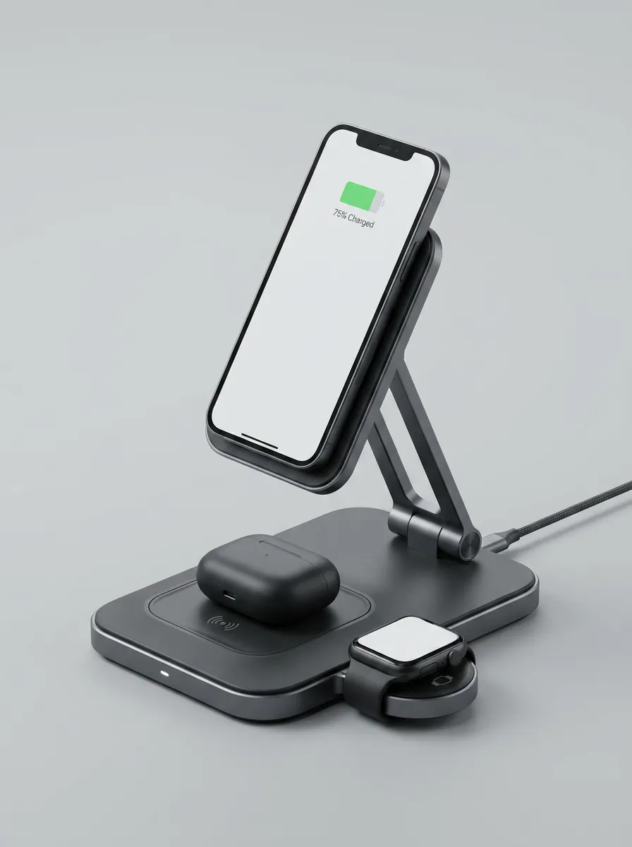 Compact 3-in-1 Foldable Magnetic Wireless Charging Station
