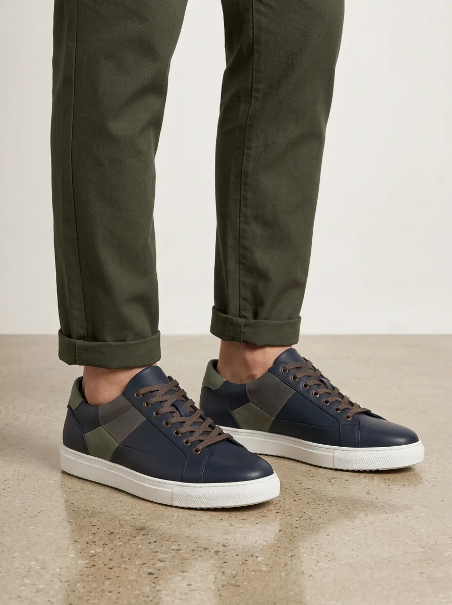 Men's Minimalist Colorblock Leather Casual Shoes