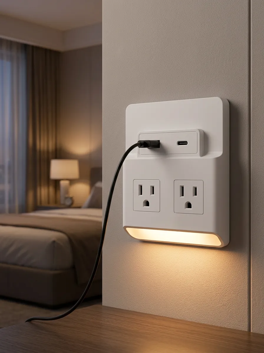 Home Bedroom USB Charging Warm Light Printed LED Outlet Cover