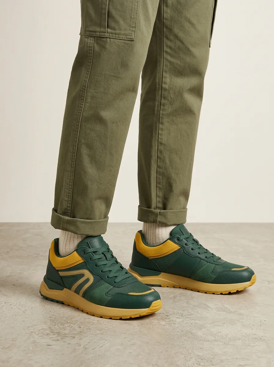 Unisex Colorblock Mesh Print Sneakers