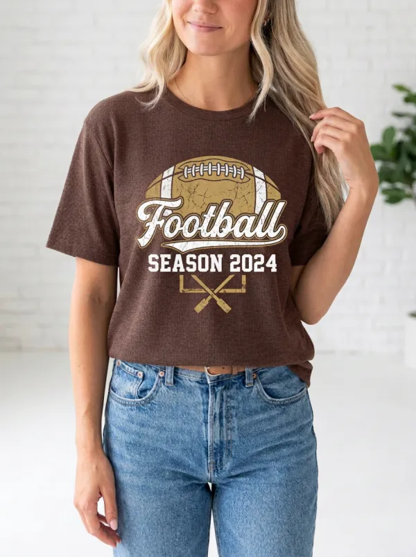 Women's Gridiron Ball Waffle Waffle Graphic T-Shirt
