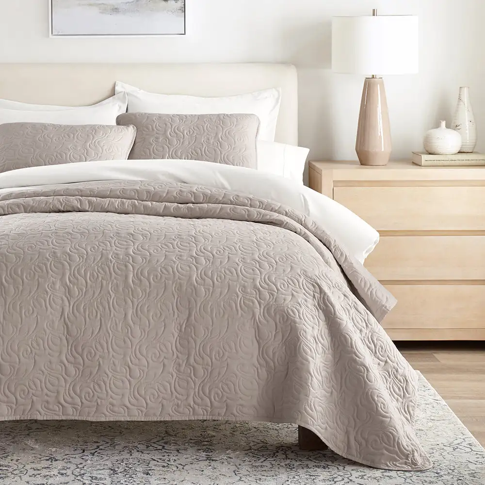 Floral Stitch Quilted Coverlet Set