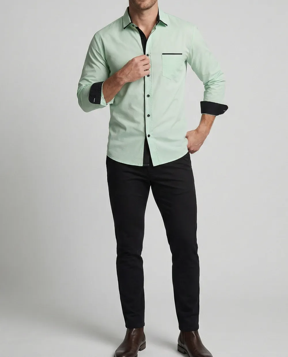 Men's Long-Sleeve Shirt Men's Business With Classic Collar
