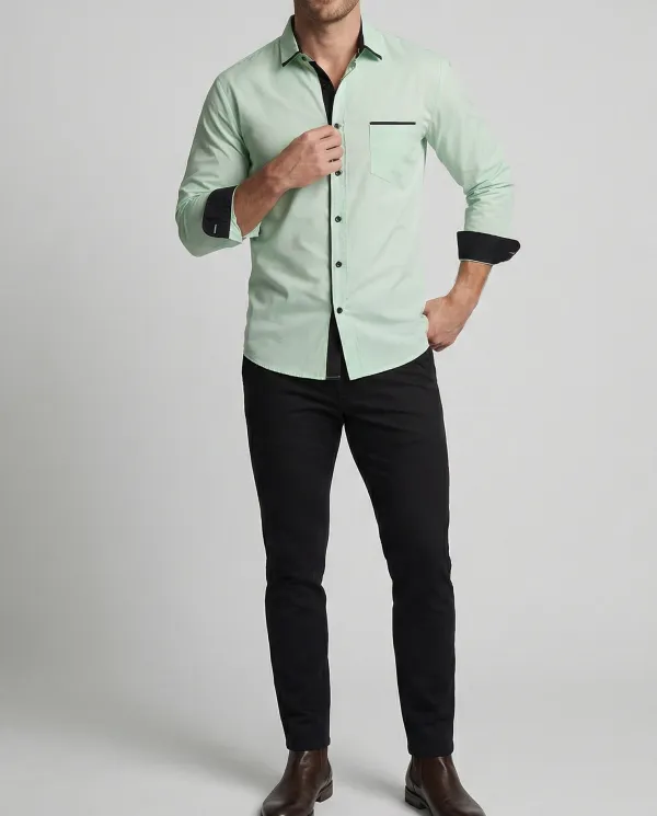 Men's Long-Sleeve Shirt Men's Business With Classic Collar