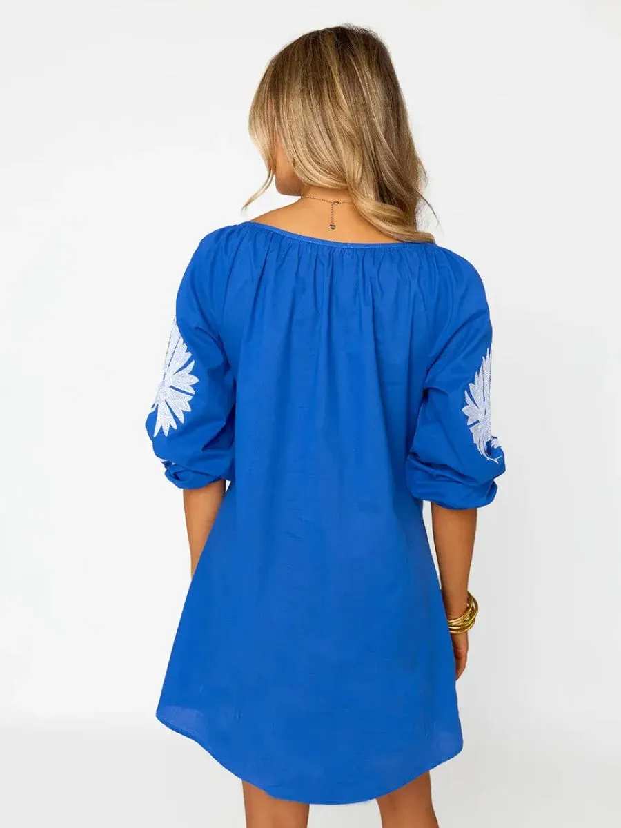V-Neck Cotton Mini Dress