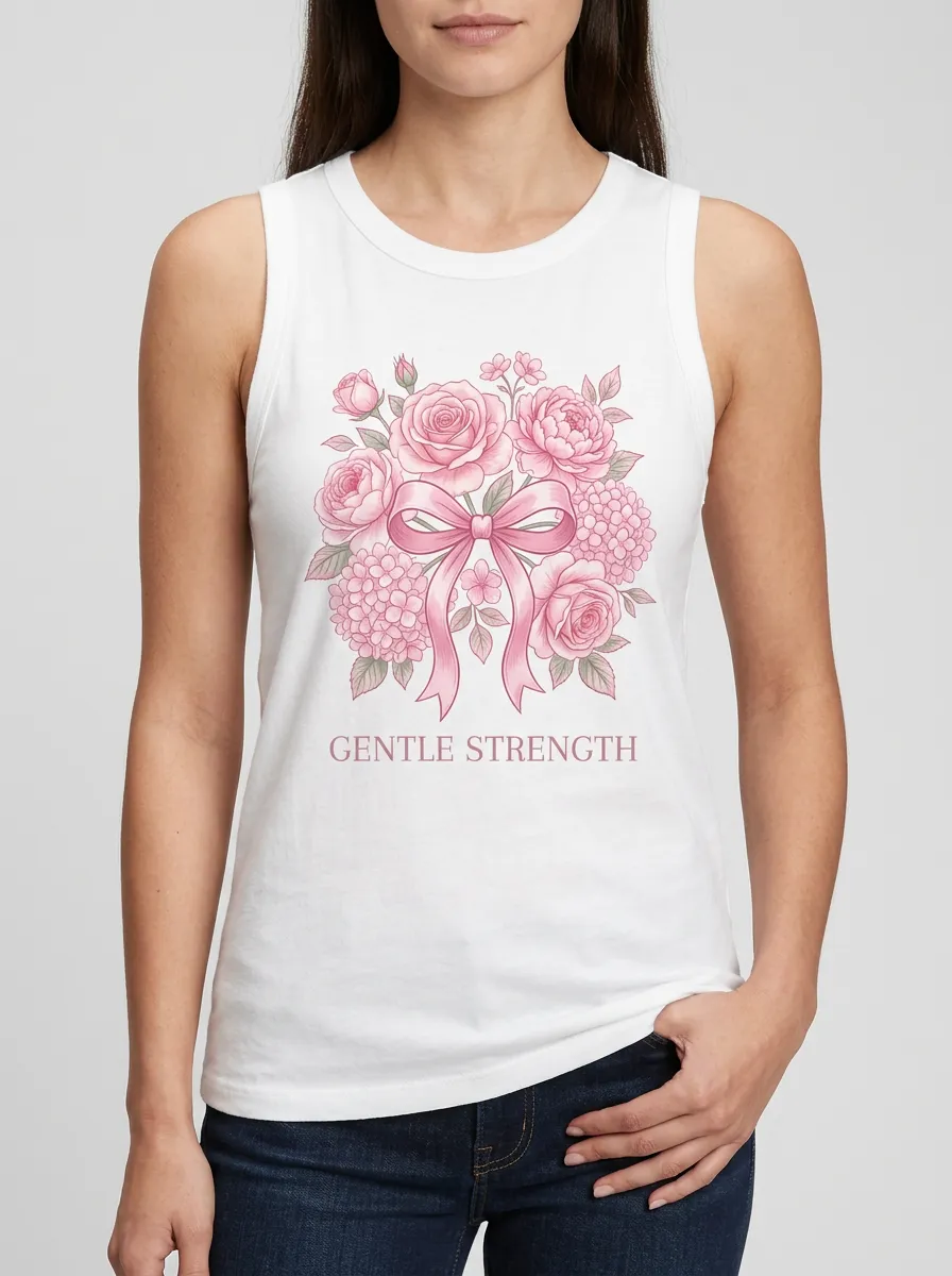 Women's Breast Cancer Awareness Pink Ribbon Floral Printed Tank Top
