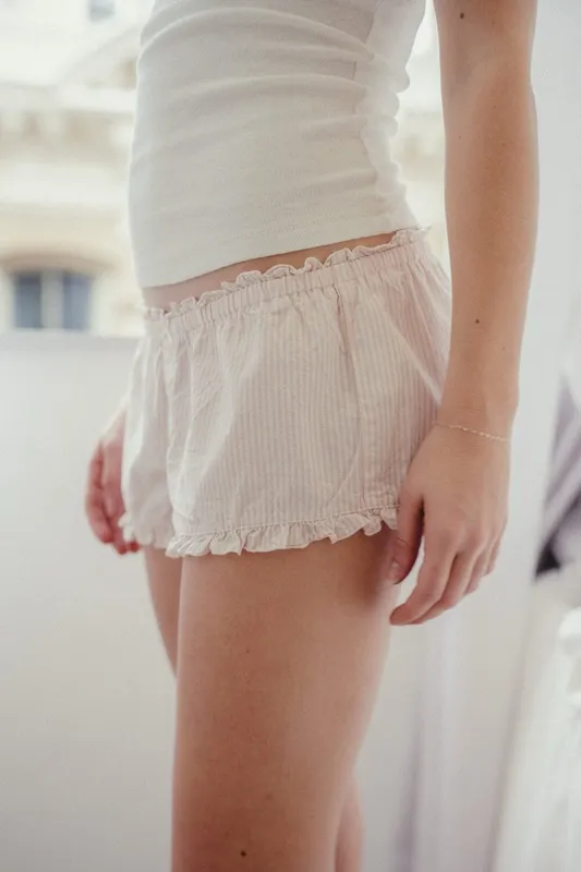 Pink White Striped Shorts