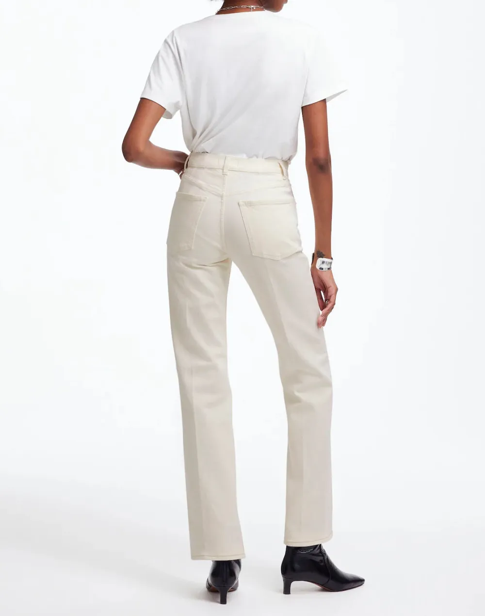 Relaxed Bootcut Jeans In Vintage Ivory Wash