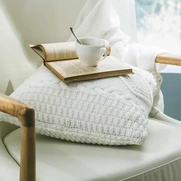 Knitted Square Cotton Decorative Throw Blanket