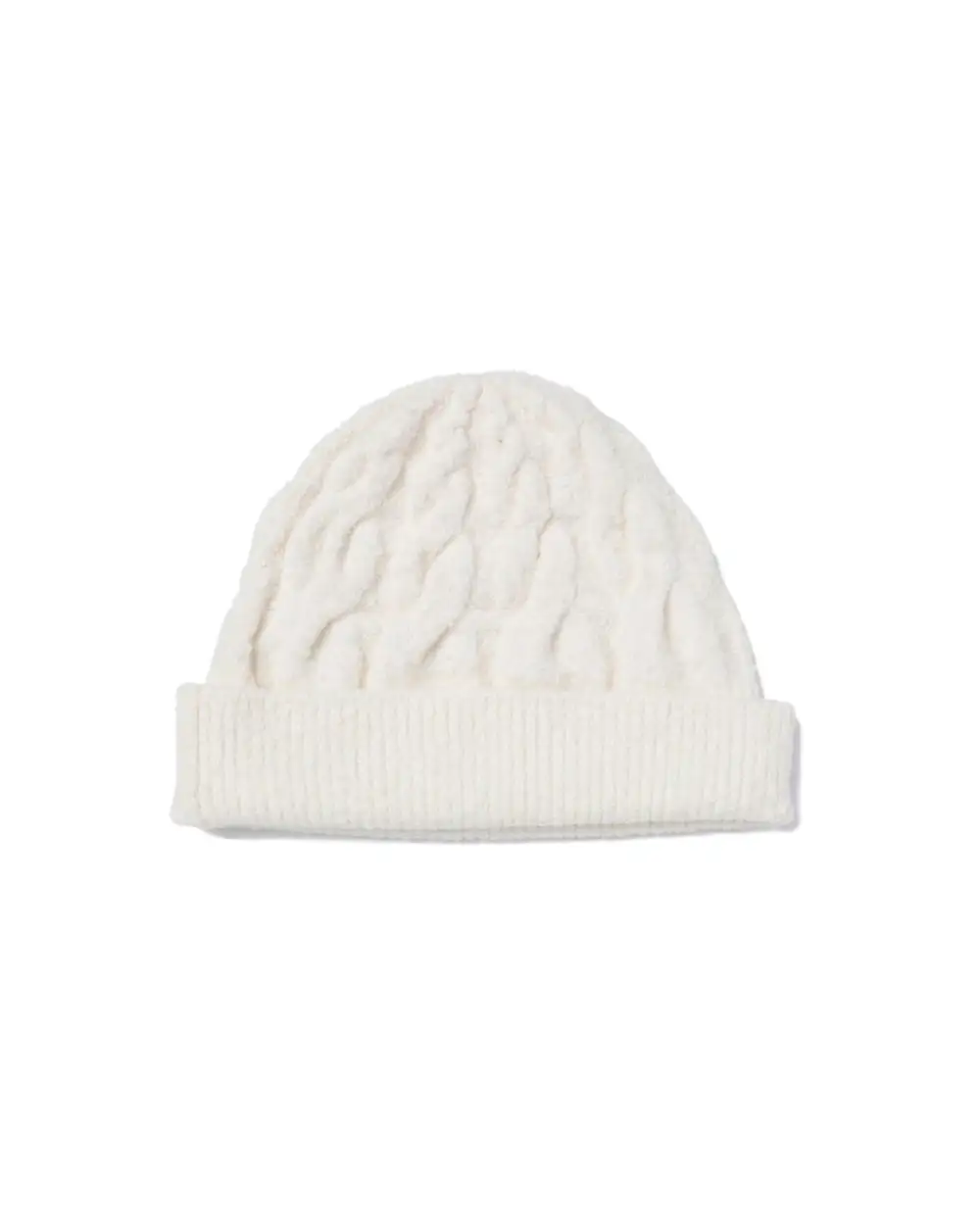 Ivory Textured Cable Knit Beanie
